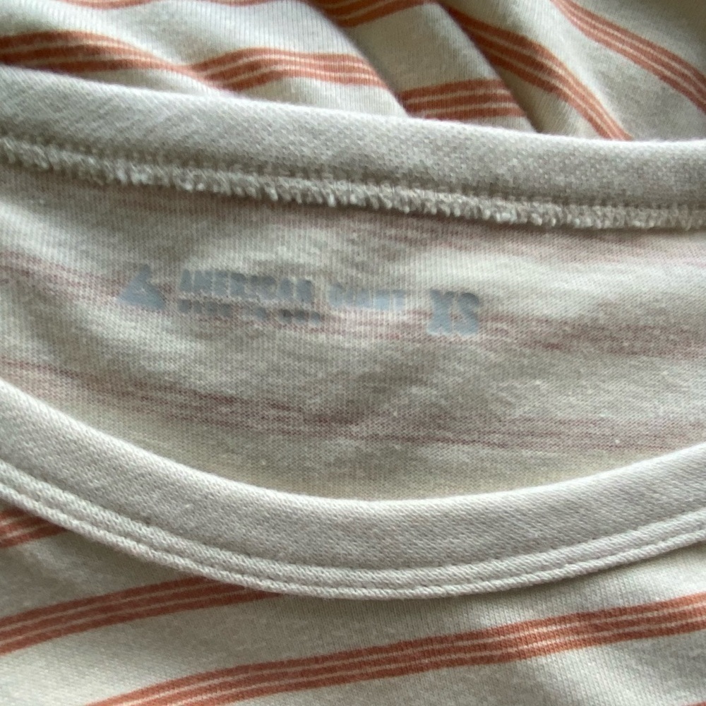 American Giant TShirt Dress Beige Striped Sz XS Preppy Classic 100% Cotton - Picture 5 of 9